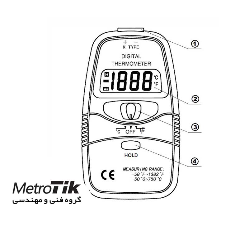 دماسنج ترموکوپلی نوع K Digital Thermometer MASTECH MS6500 مستک MASTECH MS6500